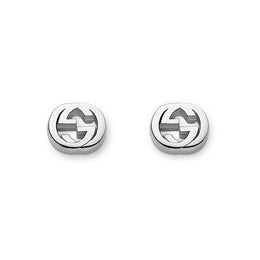 Gucci Interlocking G Motif Sterling Silver Rhodium Plated Stud Earrings YBD356289001