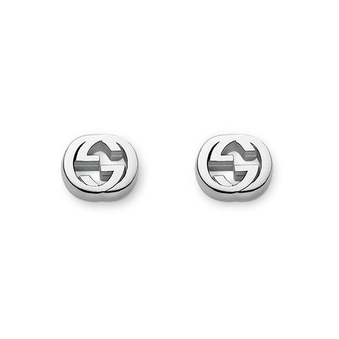 Gucci Interlocking G Motif Sterling Silver Rhodium Plated Stud Earrings YBD356289001