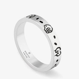 Gucci Ghost 6mm Aureco Black Silver Ring