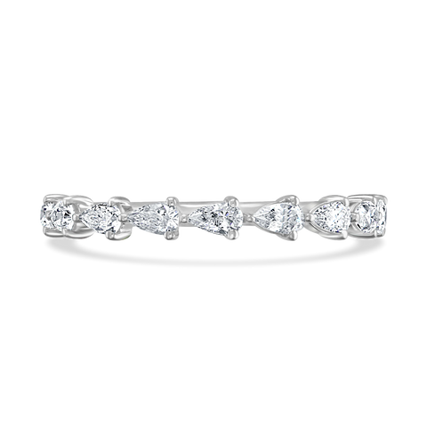 Platinum 0.33ct Pear Cut Diamond Half Eternity Ring
