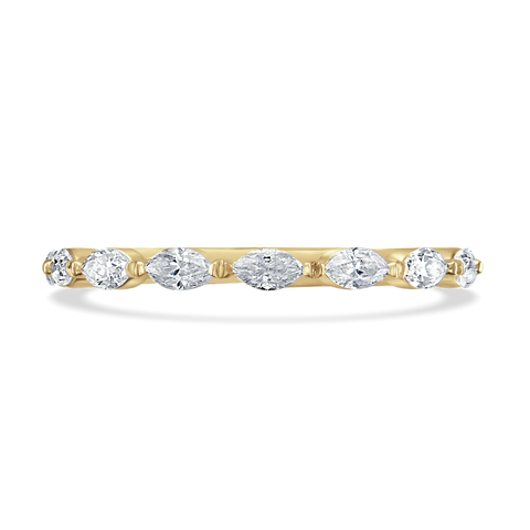 Claw Set Marquise Cut Diamond Band In 18ct Yellow Gold
