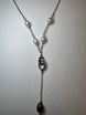 Sterling Silver White Pearl Oval Double Drop Necklace D