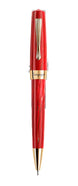 Red pen with gold accents on a white background
