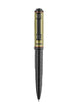 Pen with gold and black design on a white background