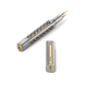 A silver-toned fountain pen with an Eiffel Tower-inspired geometric cutout design on the barrel, shown alongside its cap. The pen features a gold nib and gold accents, including a gold-plate clip on the cap.