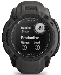 Garmin smartwatch with display showing 'Productive' and 'Fitness' on a white background