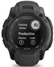 Garmin smartwatch with display showing 'Productive' and 'Fitness' on a white background