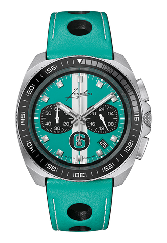 Junghans 1972 Chronoscope Sports Edition Blue with orange dial, stainless steel case