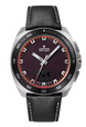 Junghans 1972 Mega Solar Leather with red dial, stainless steel case