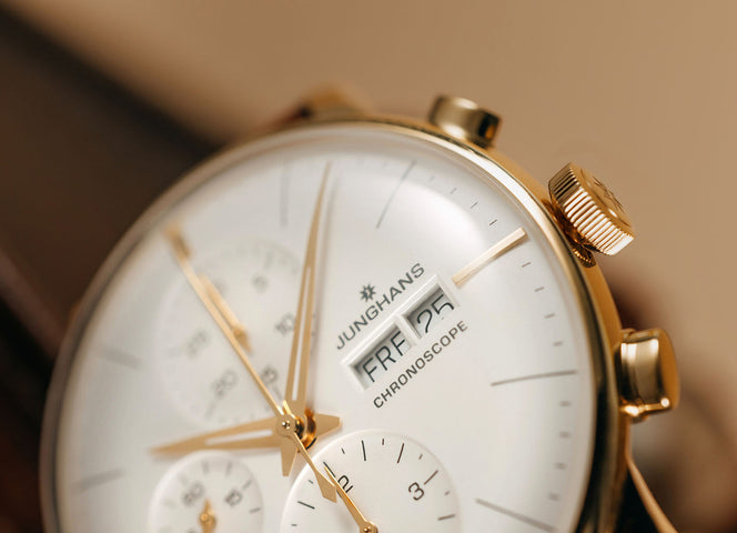 Junghans Meister Chronoscope with white dial, stainless steel case