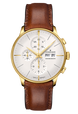 Junghans Meister Chronoscrope Leather Date English with white dial, stainless steel case