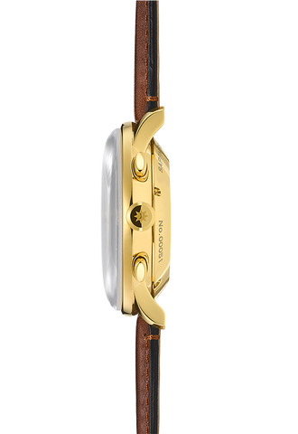 Junghans Meister Chronoscrope Leather Date English with white dial, stainless steel case