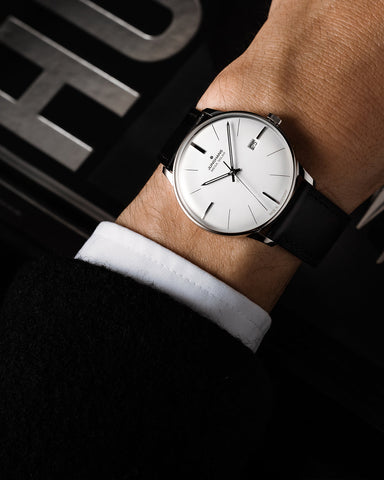 Junghans Meister Mega Solar with white dial, stainless steel case