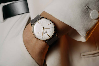 Junghans Meister Mega Solar Grey Leather with white dial, stainless steel case