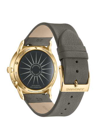 Junghans Meister Mega Solar Grey Leather with white dial, stainless steel case