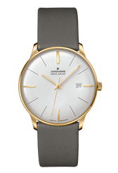 Junghans Meister Mega Solar Grey Leather with white dial, stainless steel case