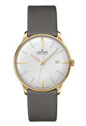 Junghans Meister Mega Solar Grey Leather with white dial, stainless steel case