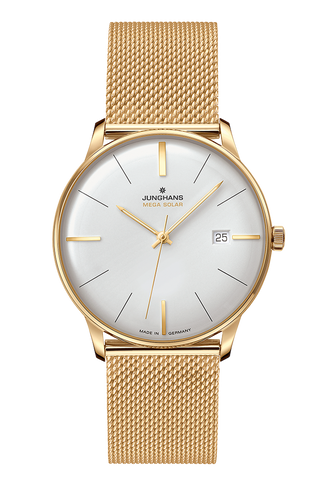 Junghans Meister Mega Solar Bracelet with white dial, stainless steel case
