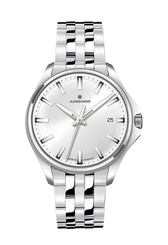 Junghans Meister S Quartz 35 with silver dial, stainless steel case
