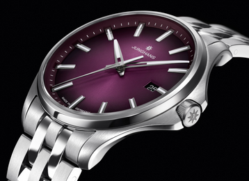 Junghans Meister S 35mm Quartz Purple Watch with steel bracelet, steel case