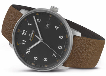 Junghans FORM A Titan Watch with grey dial, leather strap, titanium case