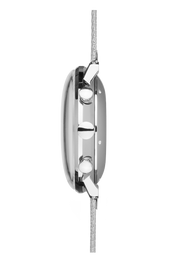 Junghans Max Bill Chronoscope Watch with silver dial, steel bracelet, steel case