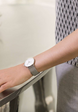 Junghans Watch Max Bill Ladies Quartz Sapphire Crystal with silver dial, steel bracelet, steel case