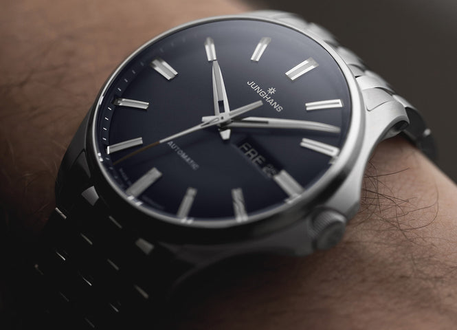 Junghans Meister S Automatic Watch with black dial, steel bracelet, steel case