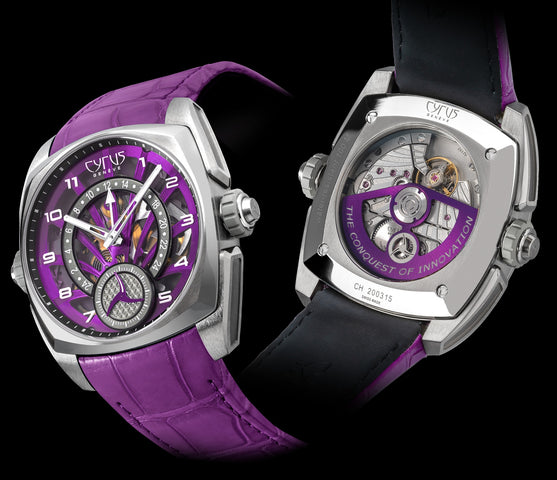 Cyrus Klepcys GMT Titanium Royal Purple Alligator Watch