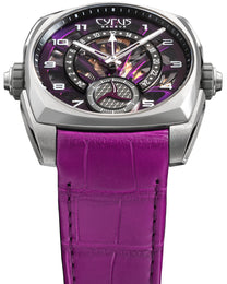 Cyrus Klepcys GMT Titanium Royal Purple Alligator Watch