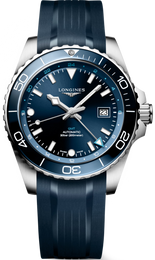 Longines Watch Hydroconquest GMT Sunray Blue Rubber L3.890.4.96.9