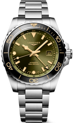Longines Watch Hydroconquest GMT Sunray Green Bracelet L3.890.4.06.6