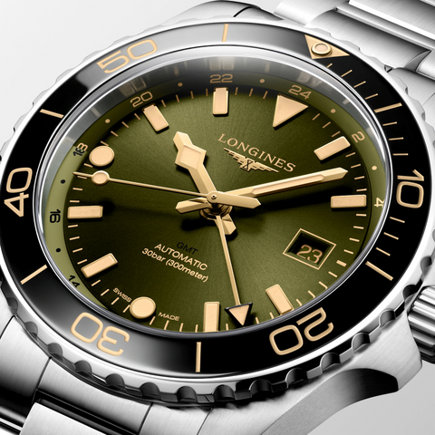 Longines Watch Hydroconquest GMT Sunray Green Bracelet