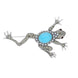 Sterling Silver Pear and Turquoise Marcasite Large Frog Brooch