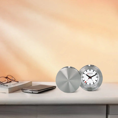 Mondaine Travel White Dial Alarm Clock