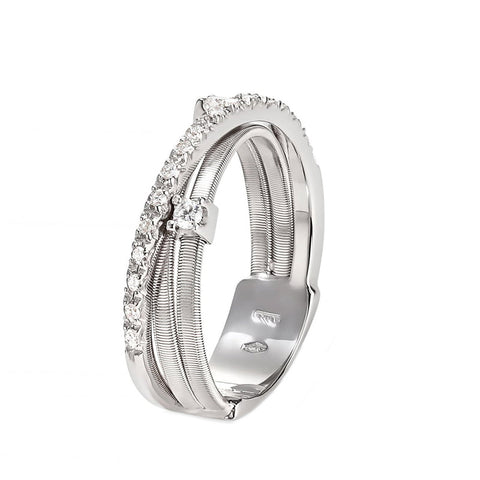 Marco Bicego Goa 18ct White Gold 0.19ct Diamond Crossover Ring, AG269 B2.