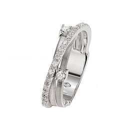 Marco Bicego Goa 18ct White Gold 0.19ct Diamond Crossover Ring, AG269 B2.