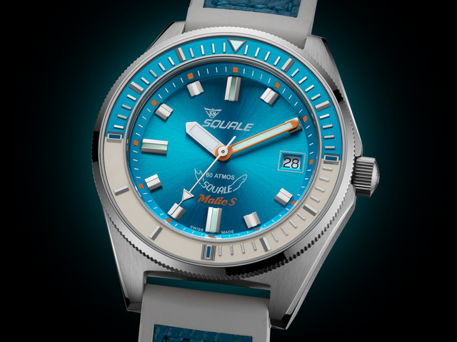 Squale Matic S Light Blue Rubber Watch