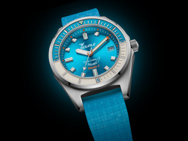Squale Matic S Light Blue Rubber Watch