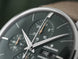 Junghans Meister Chronoscope Watch with green dial, leather strap, steel case