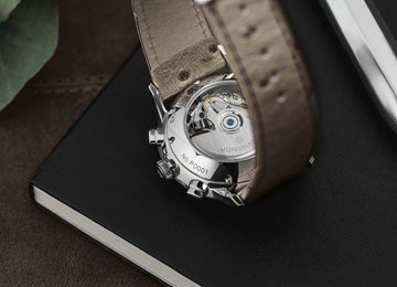 Junghans Meister Chronoscope Watch with grey dial, ostrich leather strap, steel case