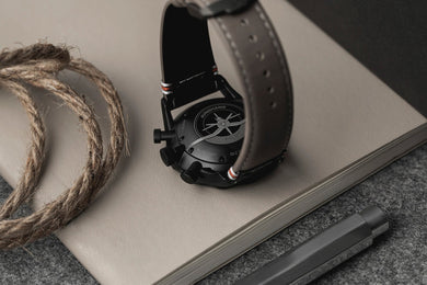 Junghans Meister Pilot Chronoscope Desert Watch with brown dial, leather strap, steel case
