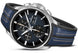 Junghans Meister S Chronoscope Watch with blue dial, rubber strap, steel case