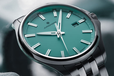 Junghans Meister S 35mm Quartz Green Watch with steel bracelet, steel case