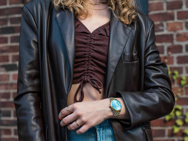 MeisterSinger Yaara Ice Blue Gold Watch