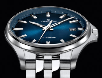 Junghans Meister S Automatic 36mm Dark Blue Watch with steel bracelet, steel case