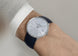 Junghans Meister Fein Automatic Signatur Watch with blue dial, leather strap, steel case
