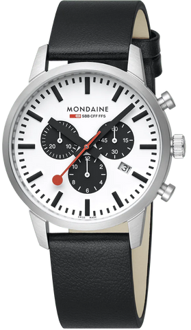 Mondaine Watch Neo 41mm Black Vegan Grape Leather MSD.41410.LBV