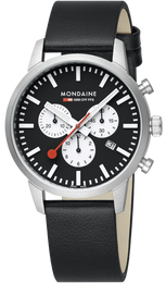 Mondaine Watch Neo 41mm Black Vegan Grape Leather MSD.41420.LBV