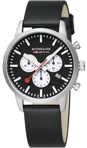 Mondaine Watch Neo 41mm Black Vegan Grape Leather MSD.41420.LBV